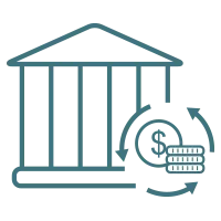 The financial institution provides provisional credit and deposits to customer-designated bank accounts